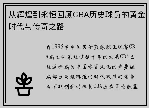 从辉煌到永恒回顾CBA历史球员的黄金时代与传奇之路